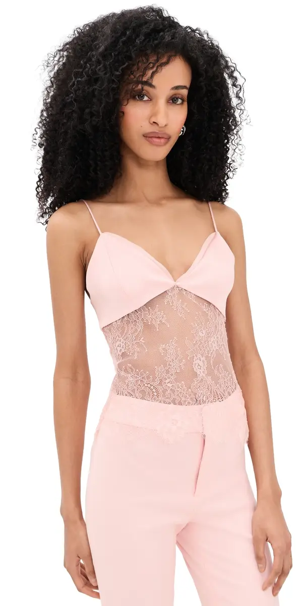 ALICE + OLIVIA Julietta Lace Trim Tank English Rose | Image 1 ALICE + OLIVIA Julietta Lace Trim Tank English Rose | Image 1