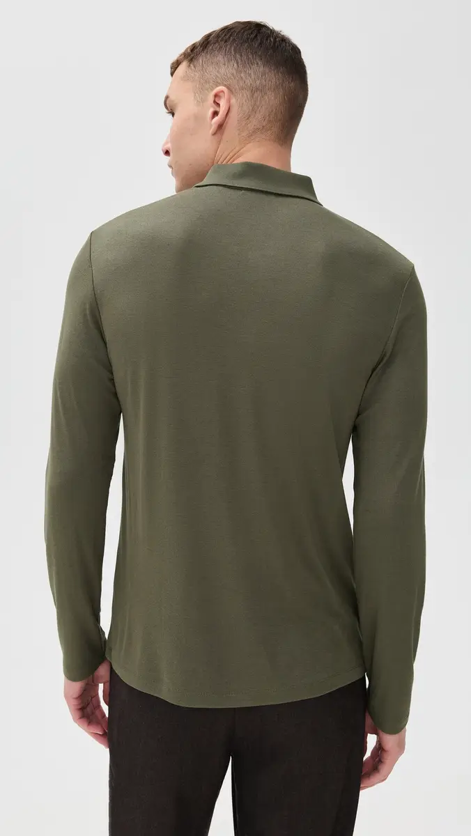 Theory Goris ong Sleeve Polo In Anemone Milano Tarmac | Thumbnail 3 Theory Goris ong Sleeve Polo In Anemone Milano Tarmac | Thumbnail 3