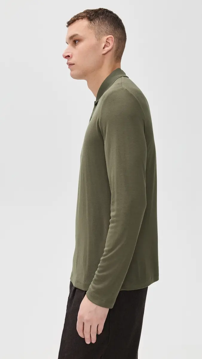 Theory Goris ong Sleeve Polo In Anemone Milano Tarmac | Thumbnail 4 Theory Goris ong Sleeve Polo In Anemone Milano Tarmac | Thumbnail 4