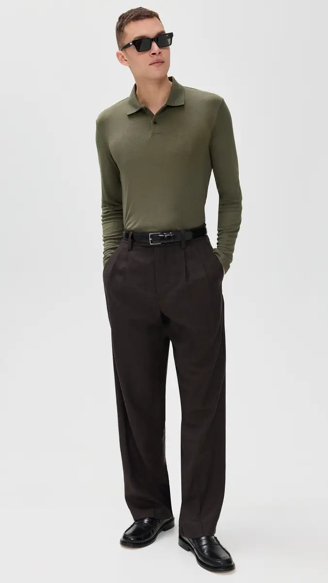 Theory Goris ong Sleeve Polo In Anemone Milano Tarmac | Thumbnail 5 Theory Goris ong Sleeve Polo In Anemone Milano Tarmac | Thumbnail 5