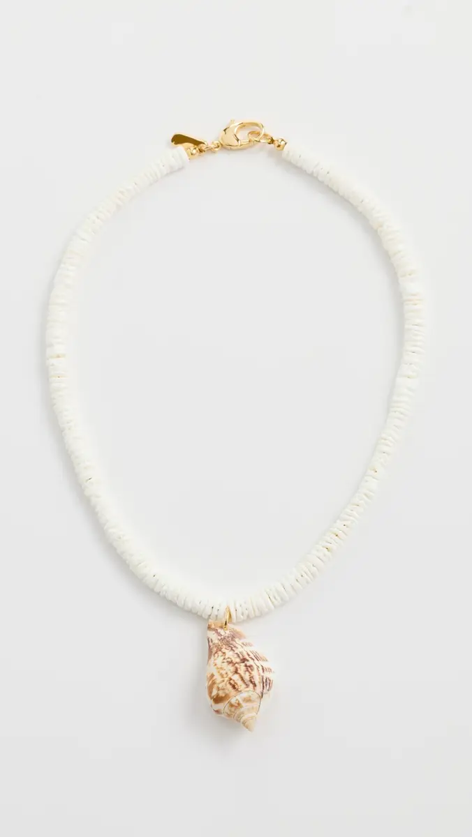 Logan Tay Shell Pendant Beaded Necklace White One Size | Thumbnail 2