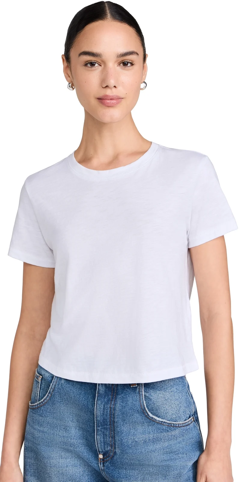 The Easy Crop Crewneck Tee in Soft Slub