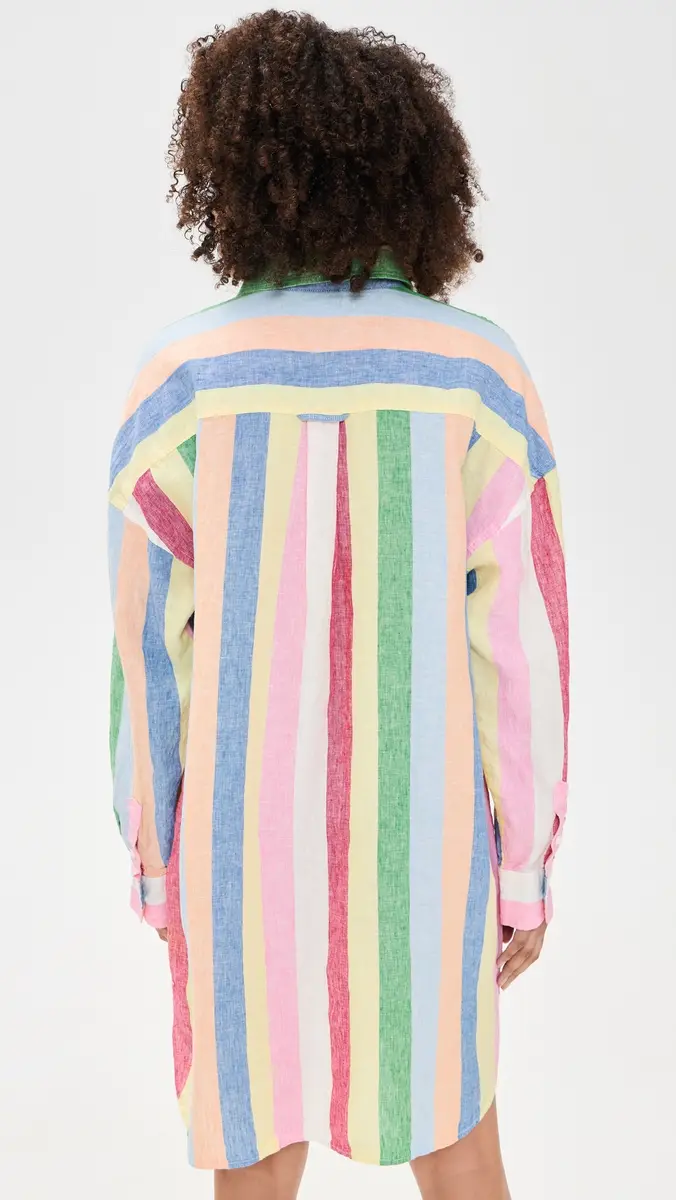 Faherty Laguna Linen Mini Shirtdress unbeam Stripe | Thumbnail 3 Faherty Laguna Linen Mini Shirtdress unbeam Stripe | Thumbnail 3