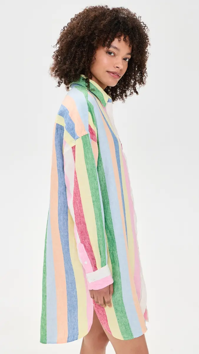 Faherty Laguna Linen Mini Shirtdress unbeam Stripe | Thumbnail 4 Faherty Laguna Linen Mini Shirtdress unbeam Stripe | Thumbnail 4