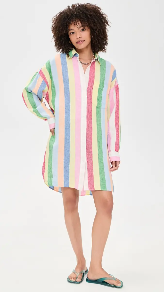 Faherty Laguna Linen Mini Shirtdress unbeam Stripe | Thumbnail 5 Faherty Laguna Linen Mini Shirtdress unbeam Stripe | Thumbnail 5