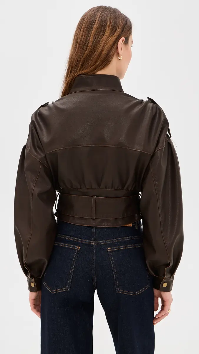 LIONESS Gigi Faux Leather Bomber Jacket | Thumbnail 3