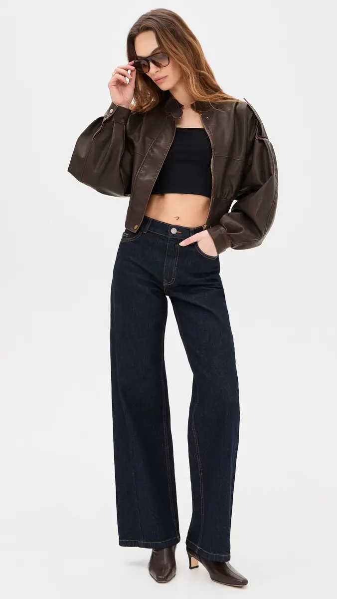 LIONESS Gigi Faux Leather Bomber Jacket | Thumbnail 5