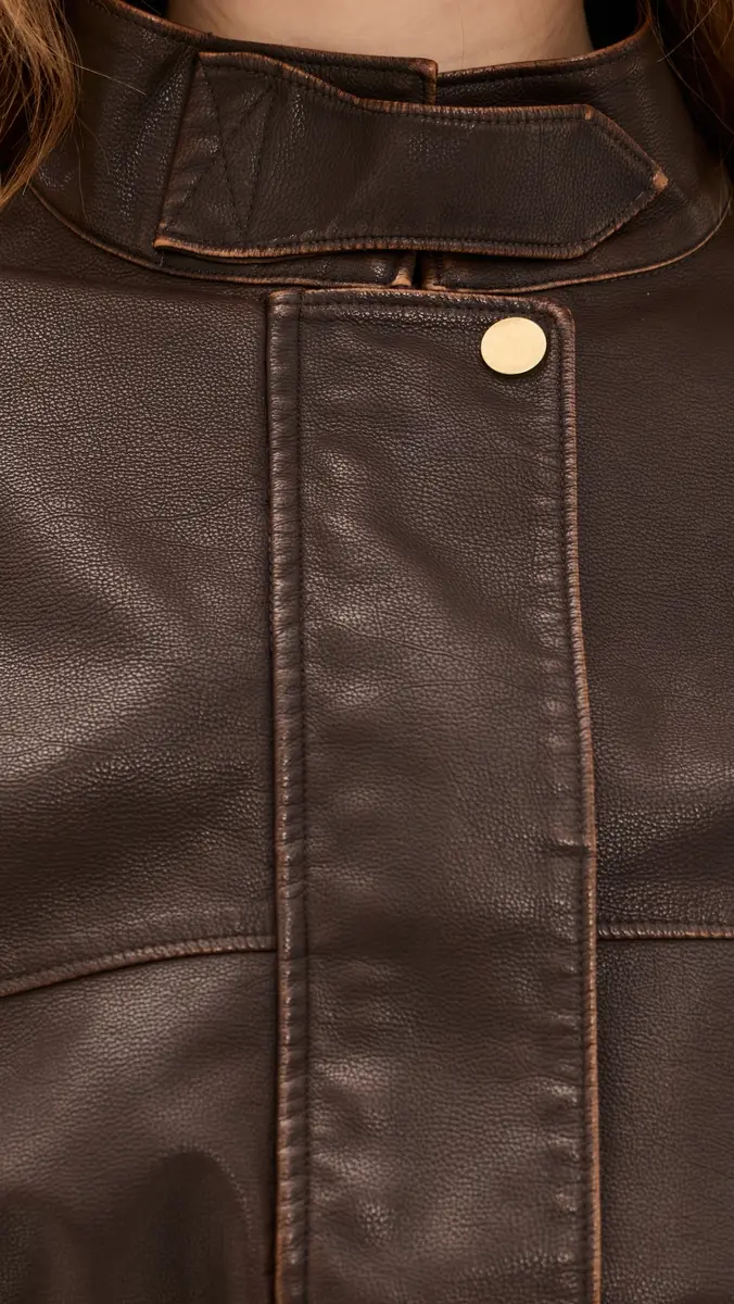 LIONESS Gigi Faux Leather Bomber Jacket | Thumbnail 6