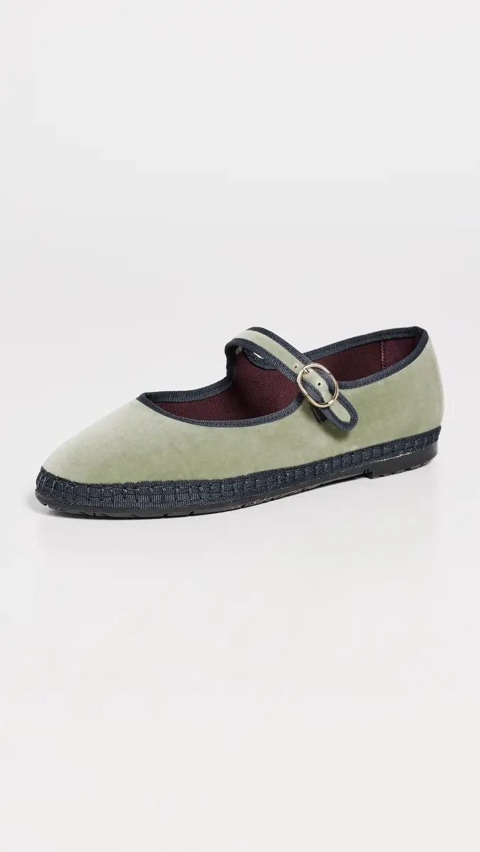 Flabelus Velvet Mary Jane Flats Light Green | Thumbnail 2 Flabelus Velvet Mary Jane Flats Light Green | Thumbnail 2