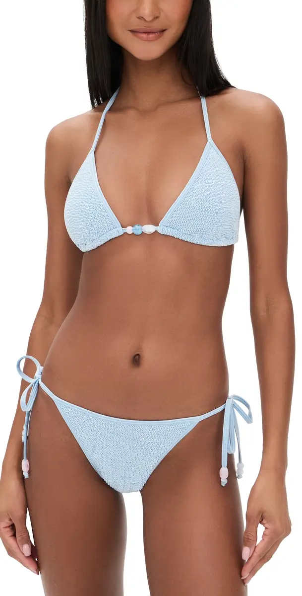 Hunza G Gina Beaded Bikini Set Metallic Ice Blue One Size | Image 1 Hunza G Gina Beaded Bikini Set Metallic Ice Blue One Size | Image 1