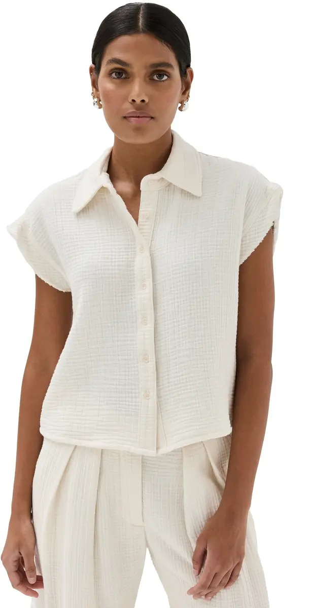 Sablyn Caleb Gauze Top Gardenia | Image 1 Sablyn Caleb Gauze Top Gardenia | Image 1