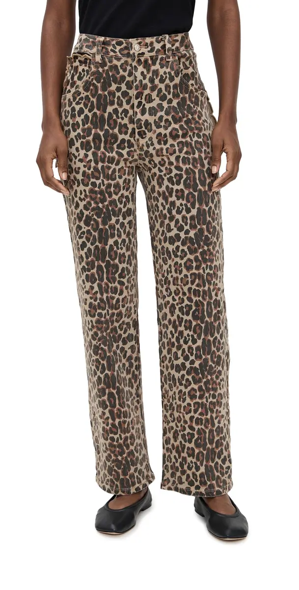 Never Fully Dressed Leopard Lucia Scallop Detail Jeans Leopard | Image 1 Never Fully Dressed Leopard Lucia Scallop Detail Jeans Leopard | Image 1