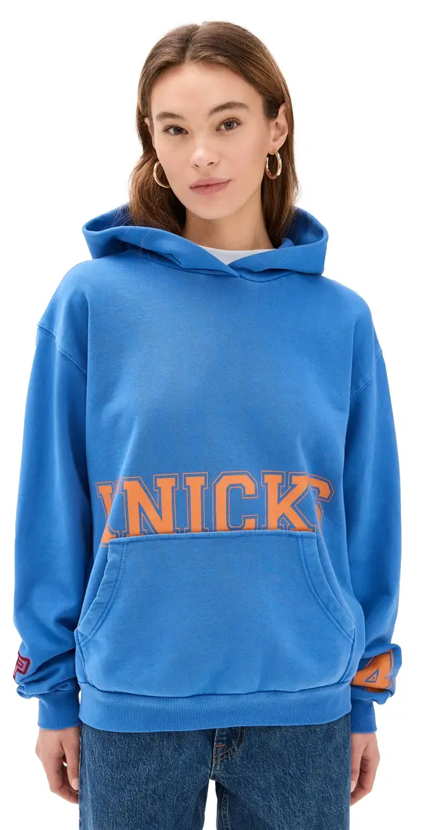 DANNIJOPRO NY Knicks Team Crew Hoodie Blue Pigment Dyed | Image 1 DANNIJOPRO NY Knicks Team Crew Hoodie Blue Pigment Dyed | Image 1