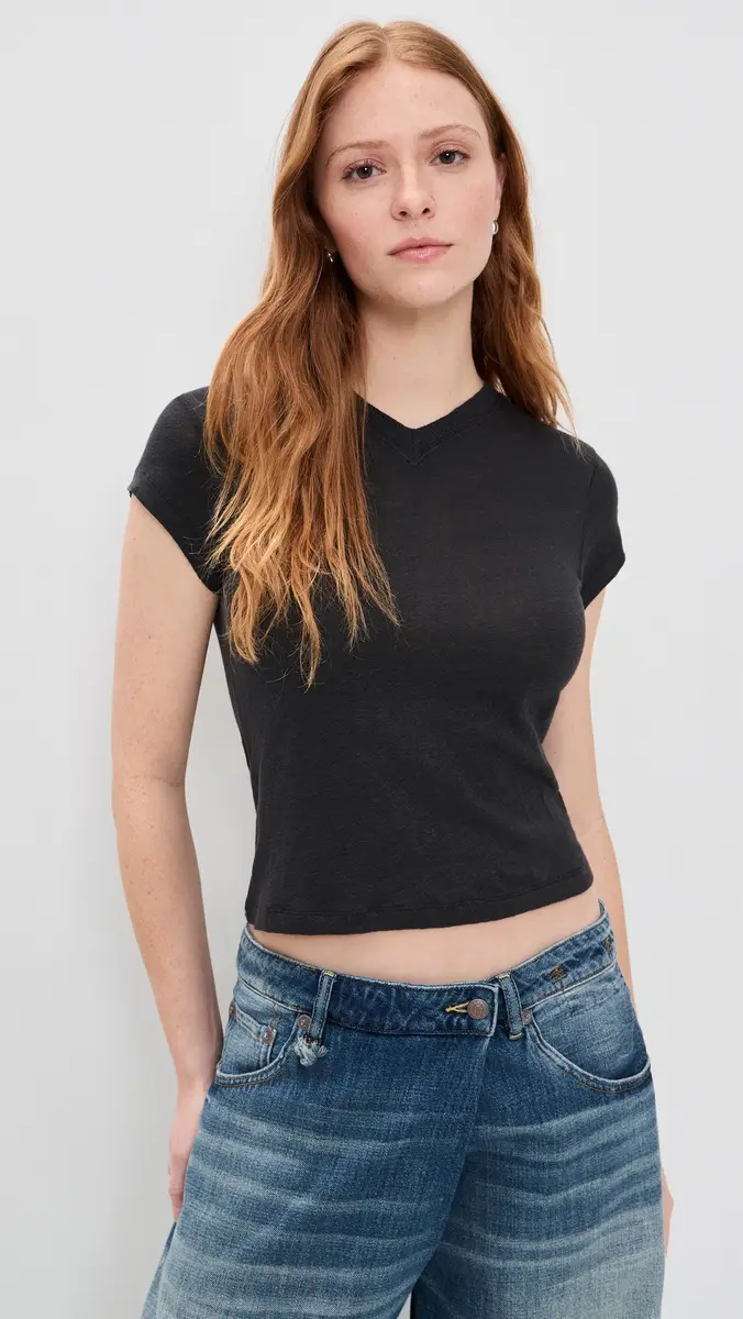 IRO Sybel Linen V Neck Tee | Thumbnail 2