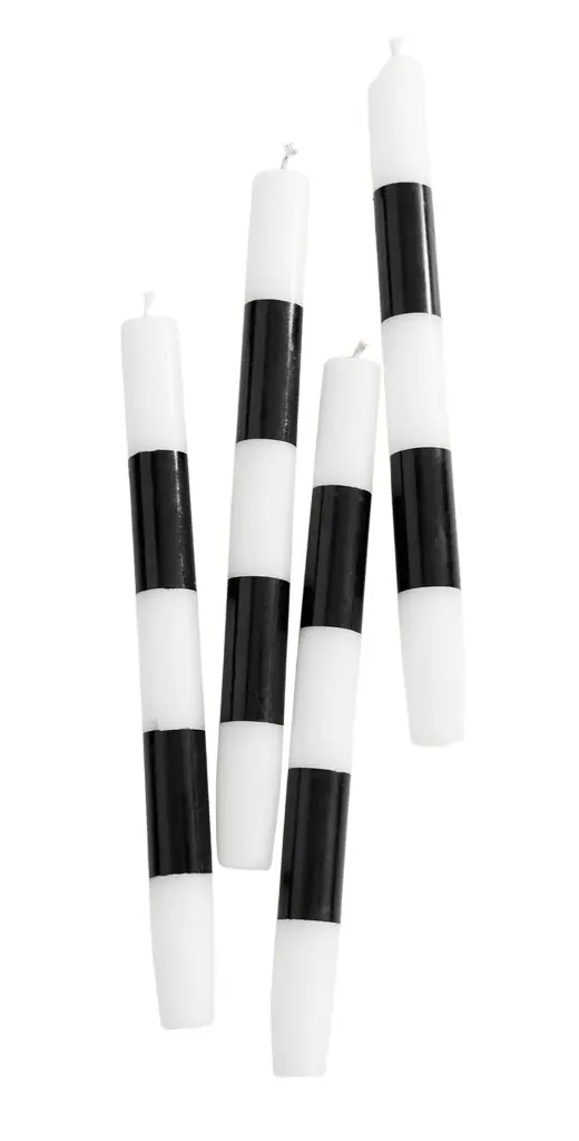 FAZEEK Striped Dinner Candle Set of 4 Black/White One Size | Image 1 FAZEEK Striped Dinner Candle Set of 4 Black/White One Size | Image 1