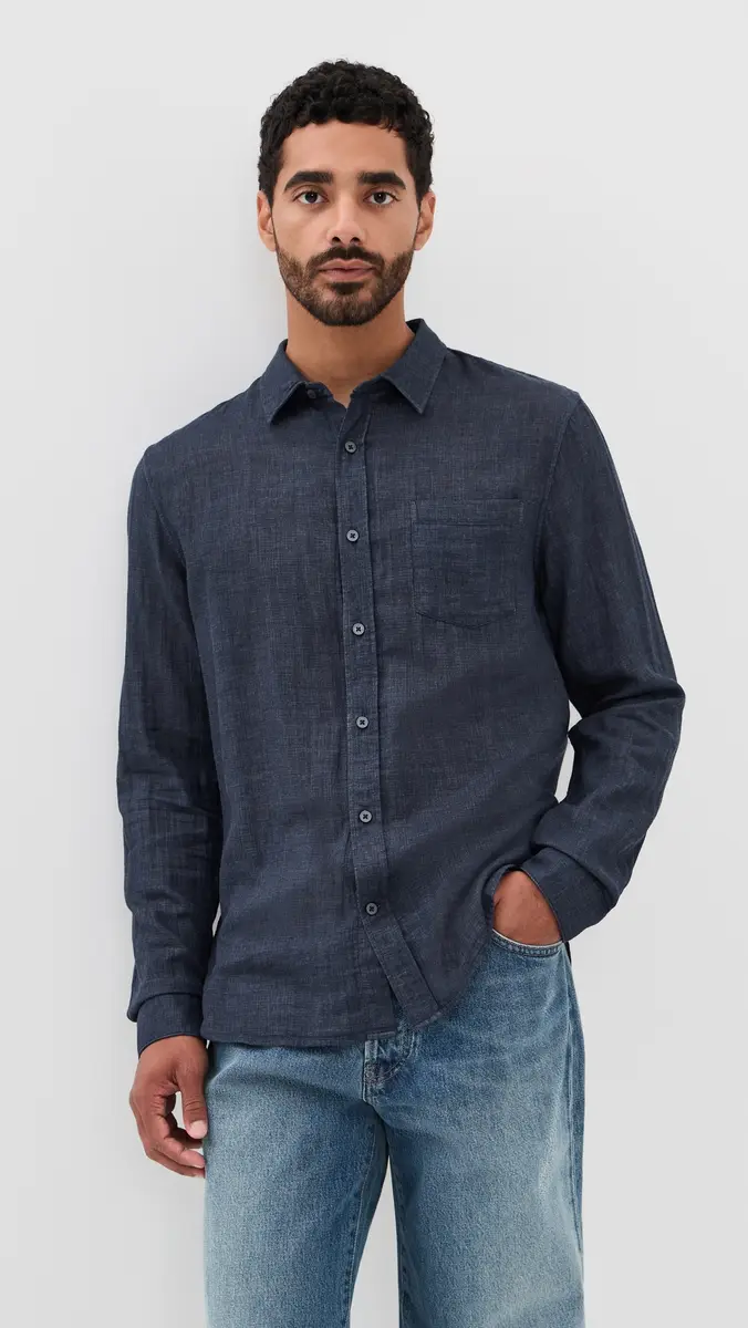 Vince Double Face Long Sleeve Shirt | Thumbnail 2 Vince Double Face Long Sleeve Shirt | Thumbnail 2