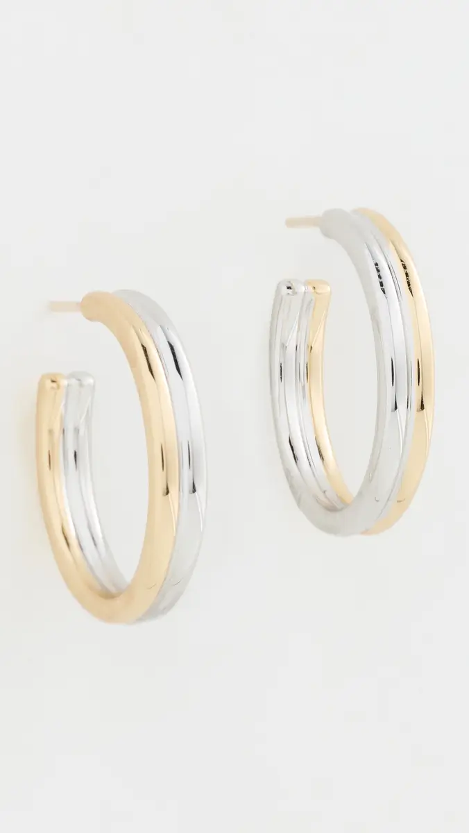 Jennifer Fisher Thread Huggy Earrings Two-Tone One Size | Thumbnail 2