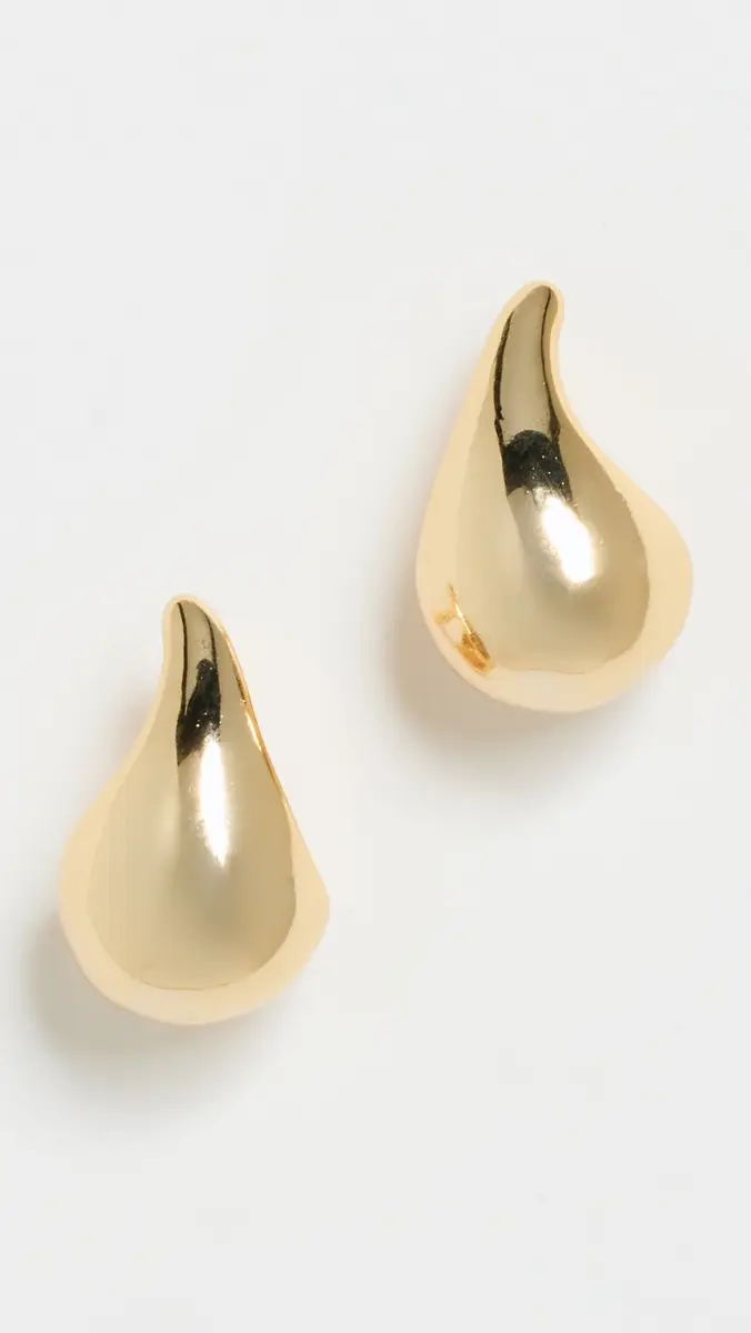 By Adina Eden Solid Curved Teardrop Hoop Earrings | Thumbnail 2