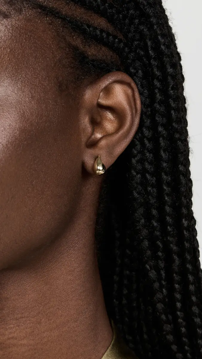 By Adina Eden Solid Curved Teardrop Hoop Earrings | Thumbnail 3