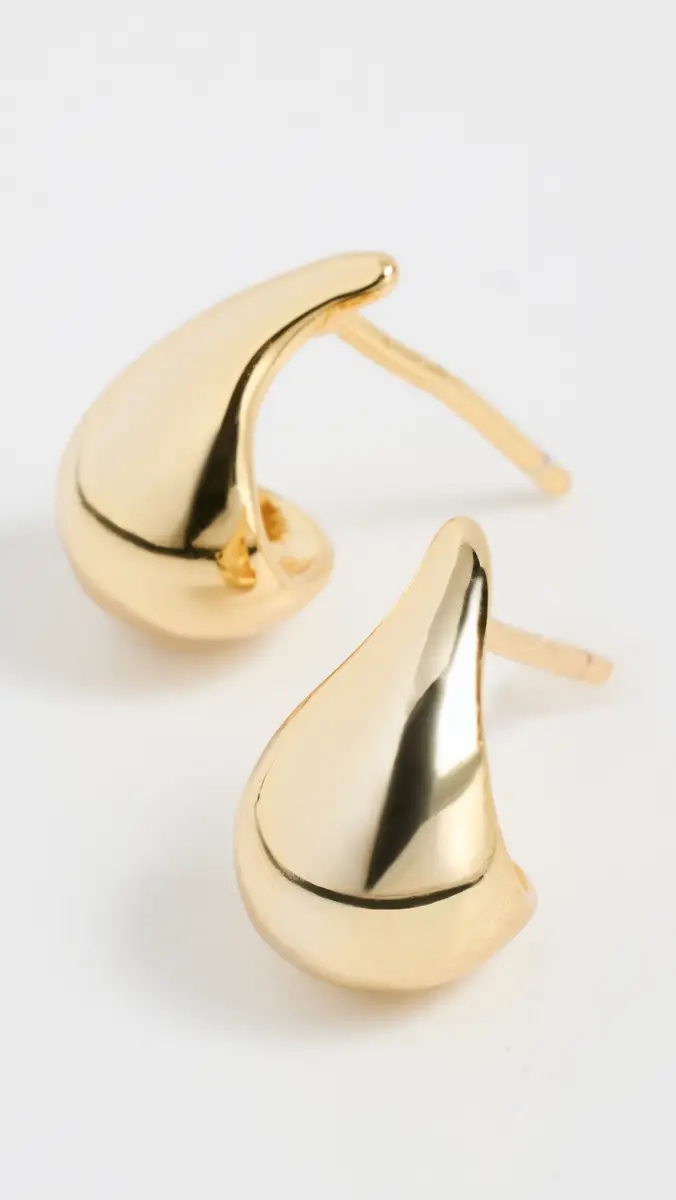 By Adina Eden Solid Curved Teardrop Hoop Earrings | Thumbnail 4