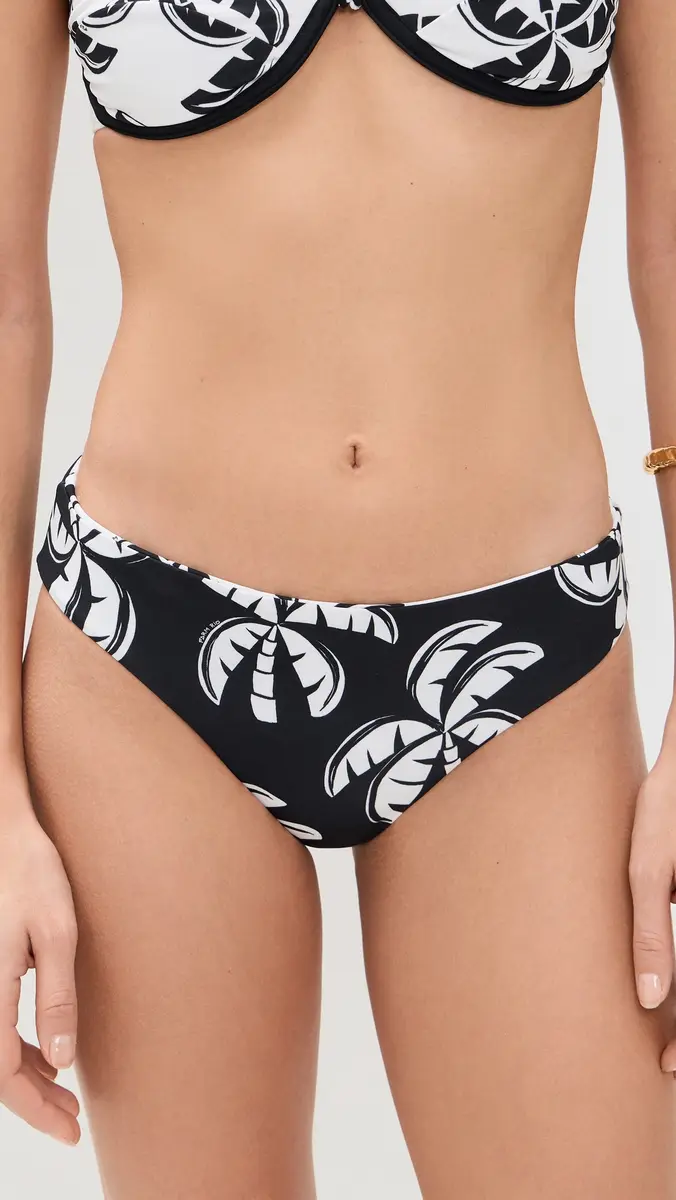 FARM Rio Graphic Palms Low Double Bikini Bottoms Graphic Palms Black | Thumbnail 2