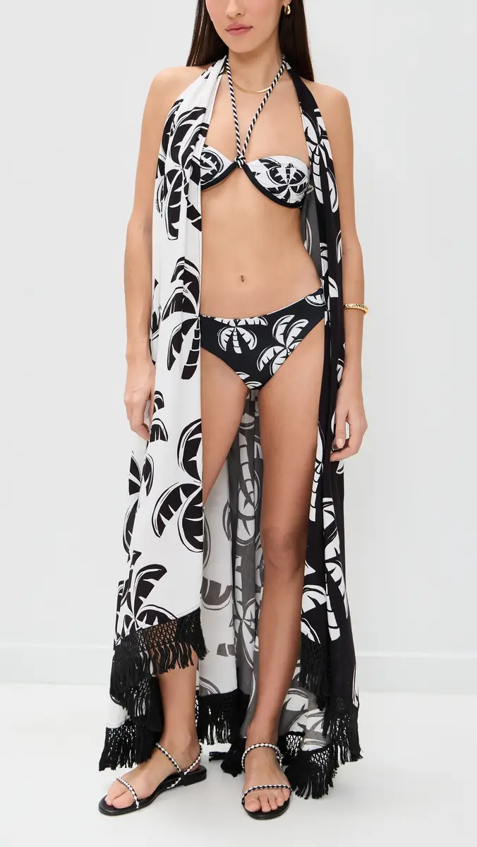 FARM Rio Graphic Palms Low Double Bikini Bottoms Graphic Palms Black | Thumbnail 5