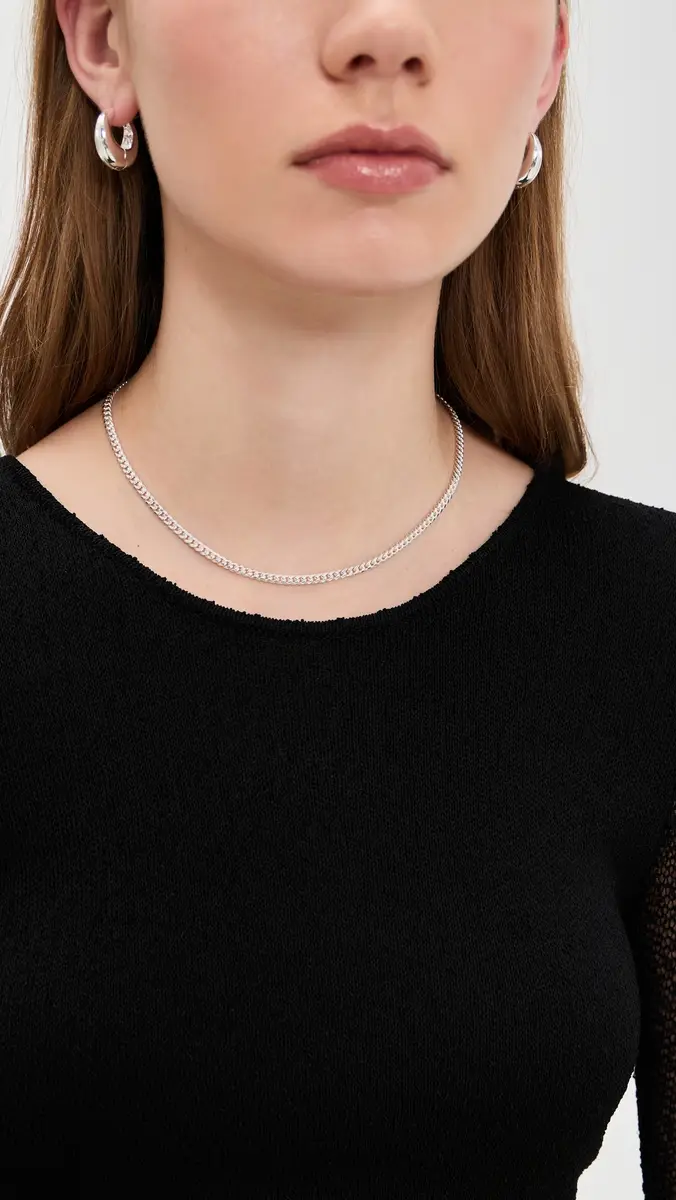 Zoë Chicco Sterling Silver Small Curb Chain Necklace Sterling Silver One Size | Thumbnail 3 Zoë Chicco Sterling Silver Small Curb Chain Necklace Sterling Silver One Size | Thumbnail 3