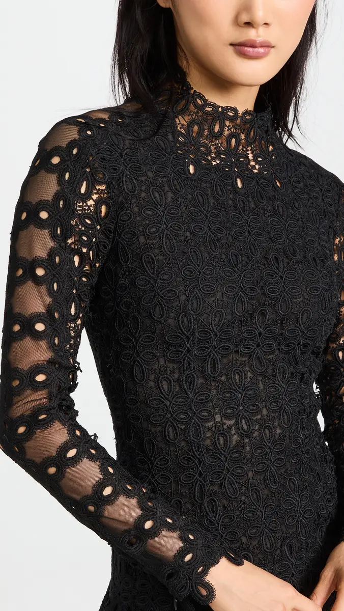 SIMKHAI Joy Lace Mini Dress Black | Thumbnail 6