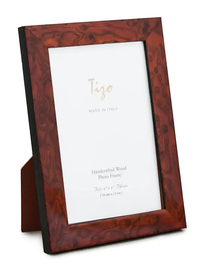 Tizo Design Italian Brown Burl Wood Frame 4x6