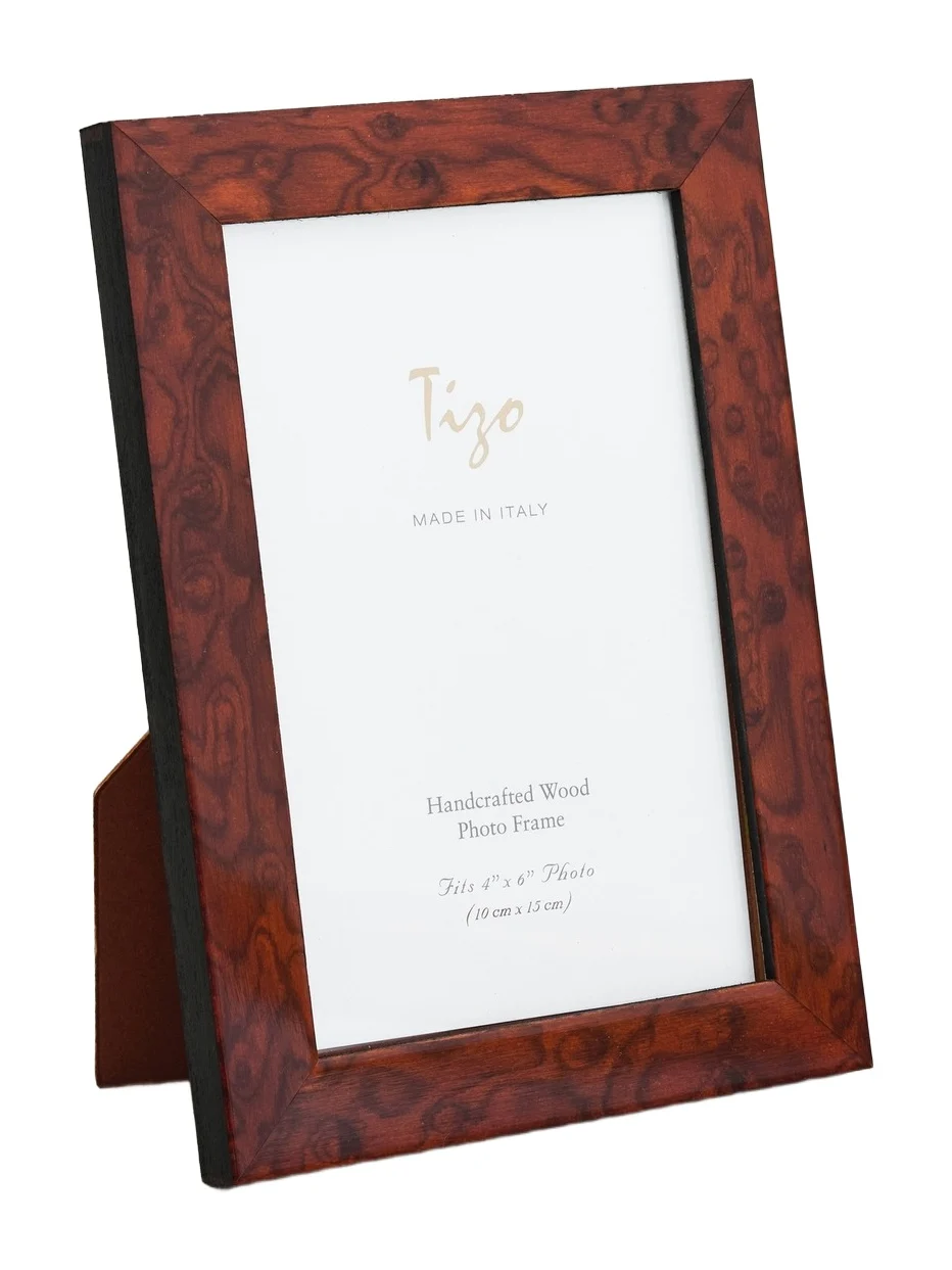 Tizo Design Italian Brown Burl Wood Frame 4x6