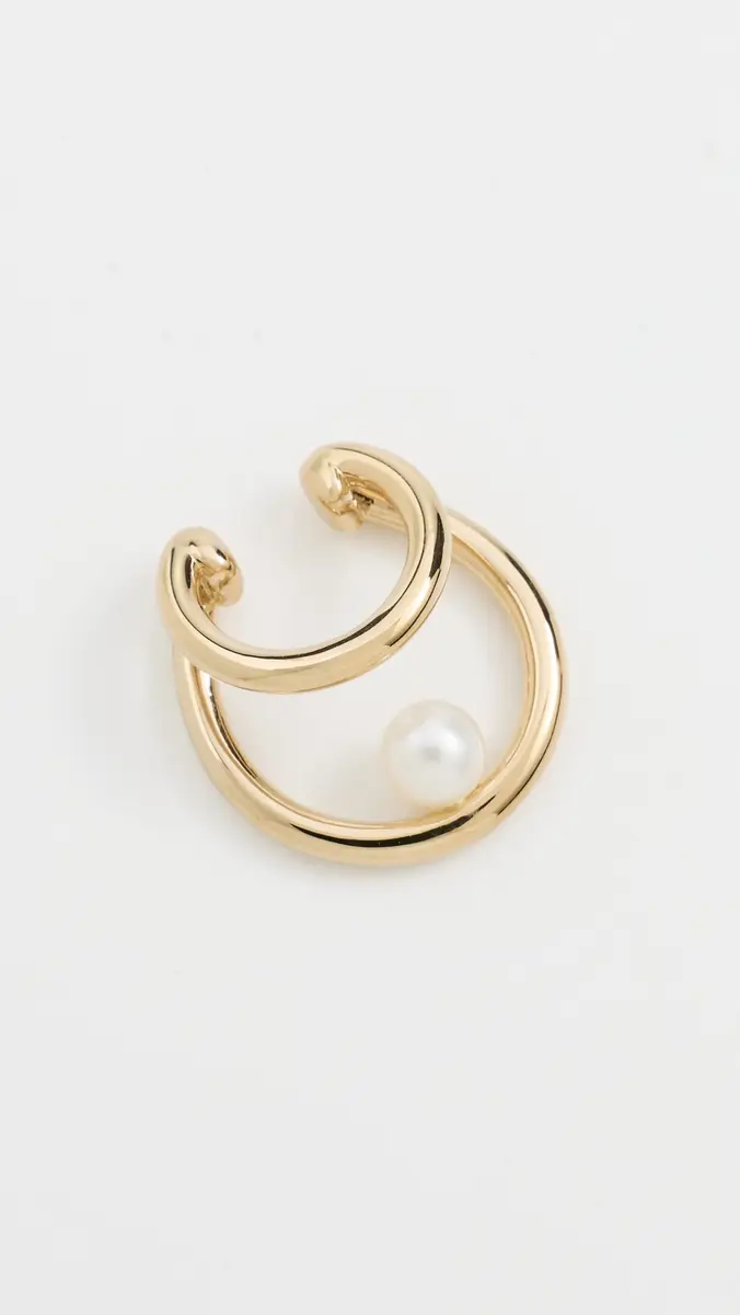 Otiumberg Double Pearl Ear Cuff Gold One Size | Thumbnail 2