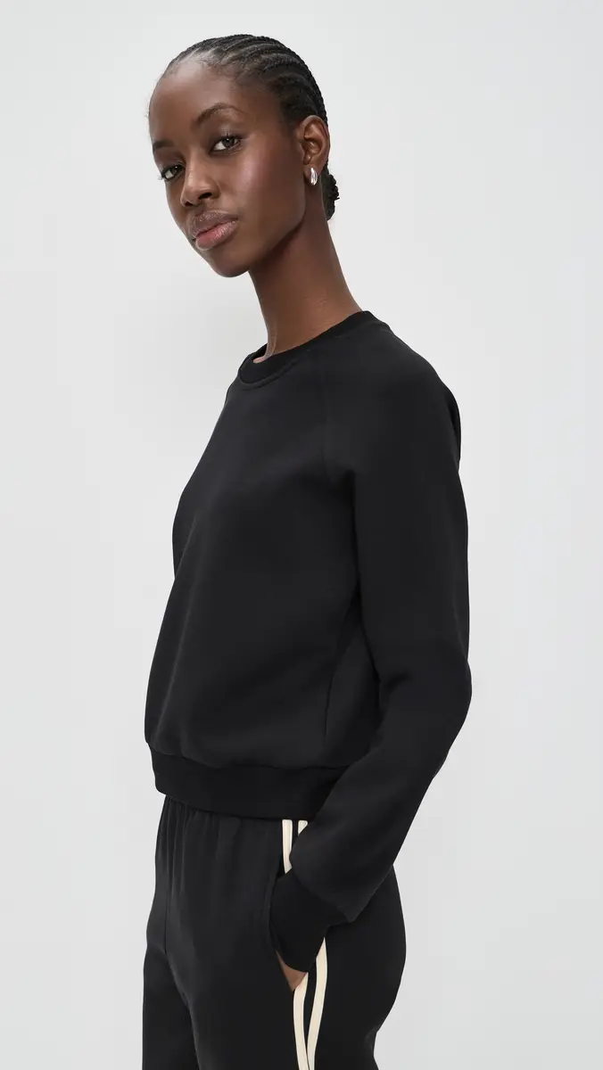 perfectwhitetee Lucia Travel Raglan Sweatshirt True Black | Thumbnail 4