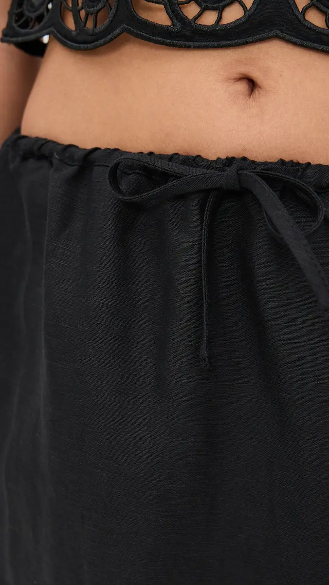 Onia Air Linen Scallop Midi Skirt Black | Thumbnail 6