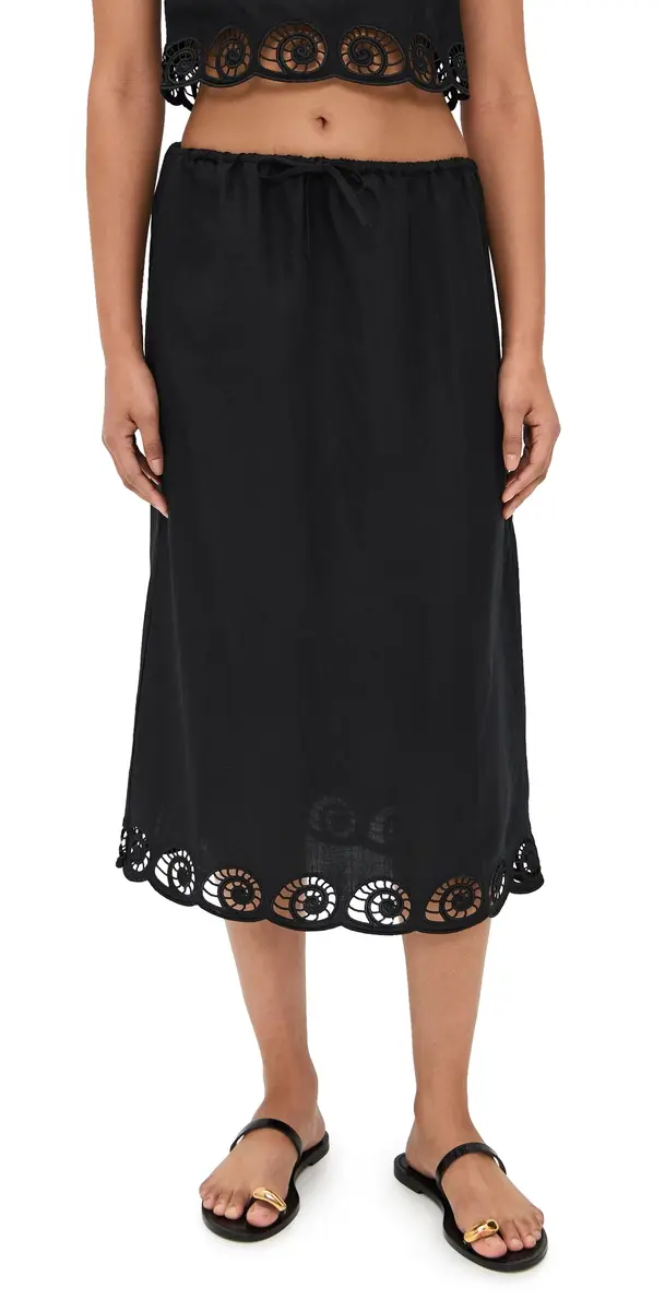 Onia Air Linen callop Midi kirt Black | Image 1 Onia Air Linen callop Midi kirt Black | Image 1