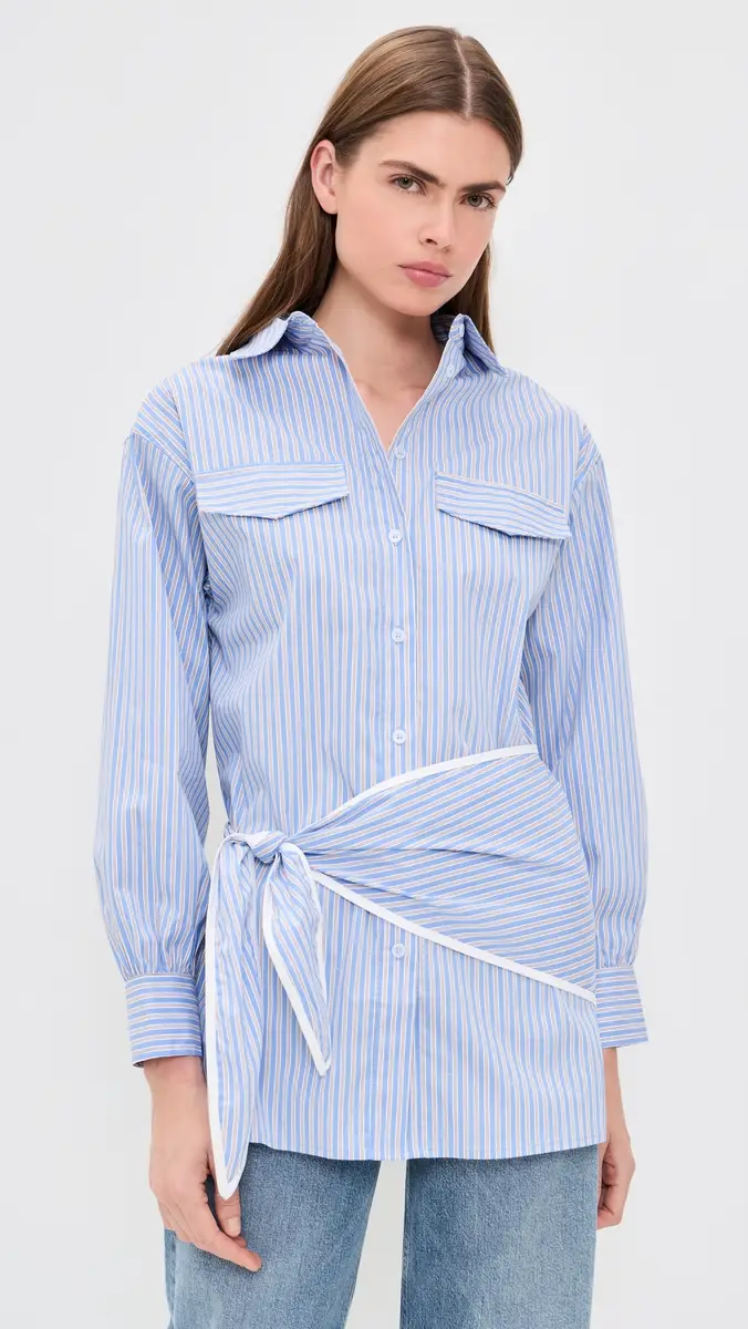 Line & Dot Eleni Button Down Shirt Tunic Blue ulti | Thumbnail 2 Line & Dot Eleni Button Down Shirt Tunic Blue ulti | Thumbnail 2