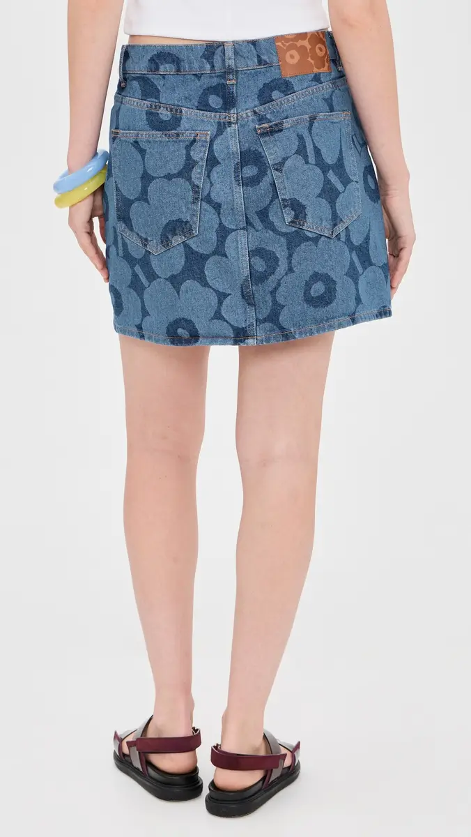 Marimekko Maridenim Ruudut Unikko Skirt Mid Indigo | Thumbnail 3 Marimekko Maridenim Ruudut Unikko Skirt Mid Indigo | Thumbnail 3