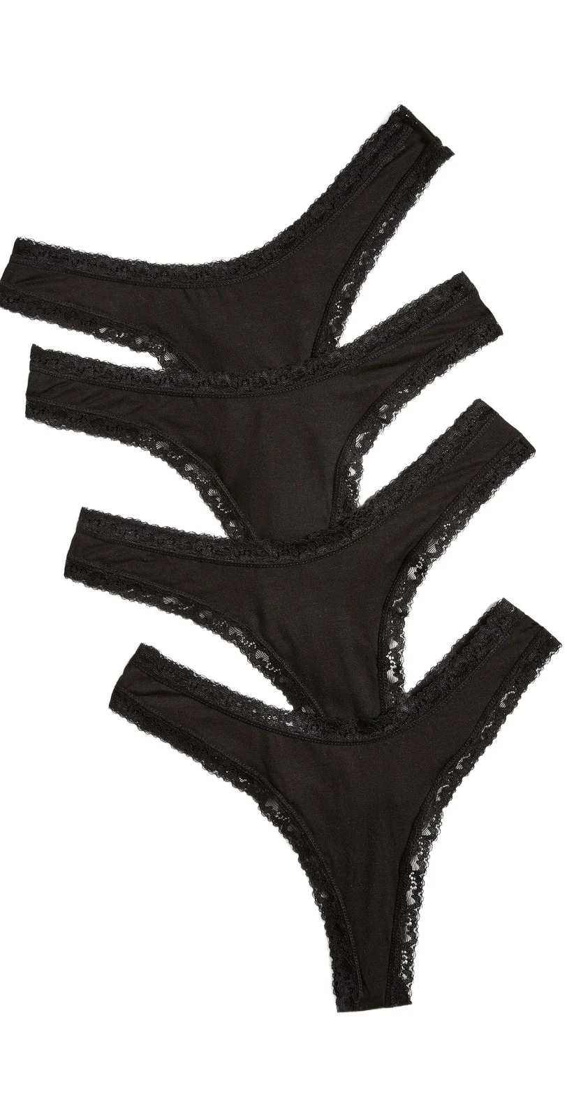 Stripe & Stare Black Thong 4 Pack