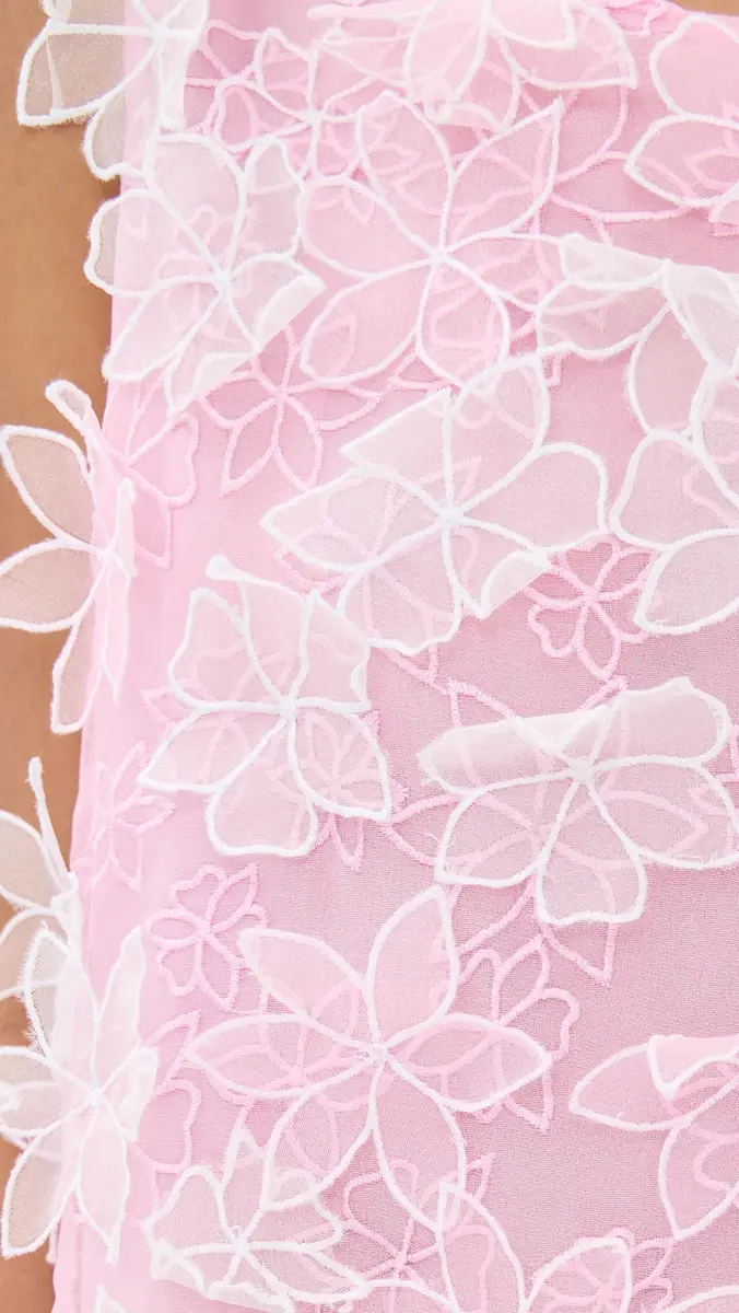 La Vie Style House Organza Floral Maxi A Line Dress Pink One Size | Thumbnail 6