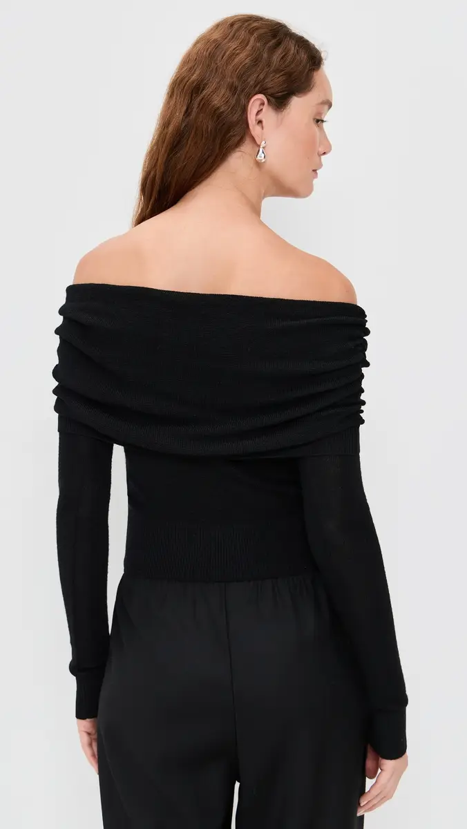 Susana Monaco Light Merino Off Shoulder Sweater 3 Black | Thumbnail 3 Susana Monaco Light Merino Off Shoulder Sweater 3 Black | Thumbnail 3