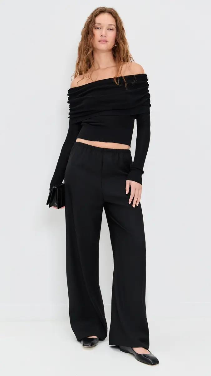 Susana Monaco Light Merino Off Shoulder Sweater 3 Black | Thumbnail 5 Susana Monaco Light Merino Off Shoulder Sweater 3 Black | Thumbnail 5
