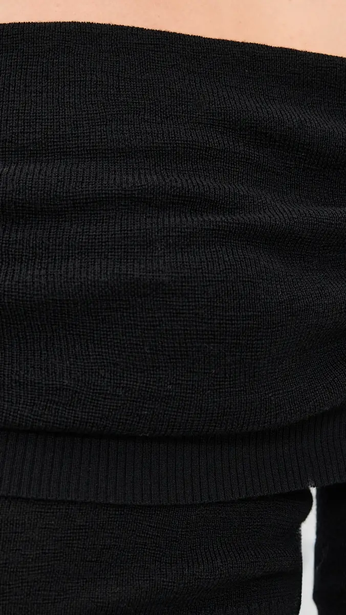 Susana Monaco Light Merino Off Shoulder Sweater 3 Black | Thumbnail 6 Susana Monaco Light Merino Off Shoulder Sweater 3 Black | Thumbnail 6