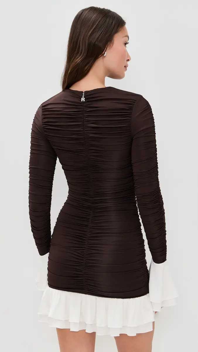 ROTATE Mini Ruched Long Sleeve Dress | Thumbnail 3 ROTATE Mini Ruched Long Sleeve Dress | Thumbnail 3