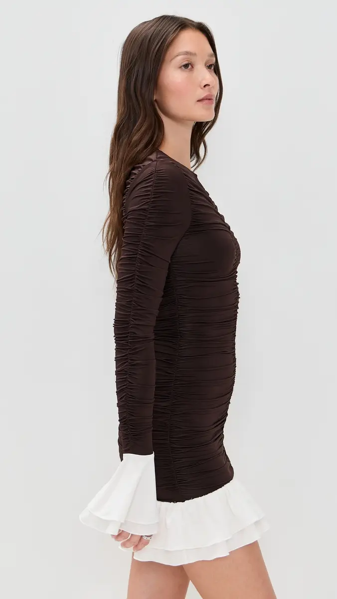 ROTATE Mini Ruched Long Sleeve Dress | Thumbnail 4 ROTATE Mini Ruched Long Sleeve Dress | Thumbnail 4
