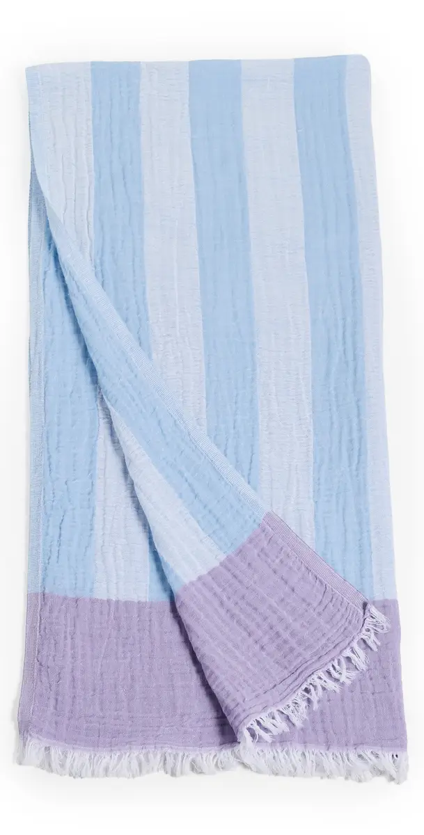 Hat Attack Stripe Turkish Towel Pale Blue/Cream/Lilac One Size | Image 1 Hat Attack Stripe Turkish Towel Pale Blue/Cream/Lilac One Size | Image 1