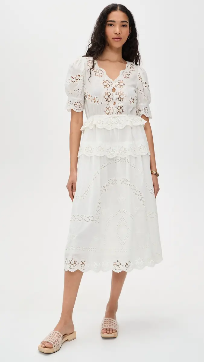 Sea Sofia Embroidery Puff Sleeve Dress Cream | Thumbnail 2 Sea Sofia Embroidery Puff Sleeve Dress Cream | Thumbnail 2
