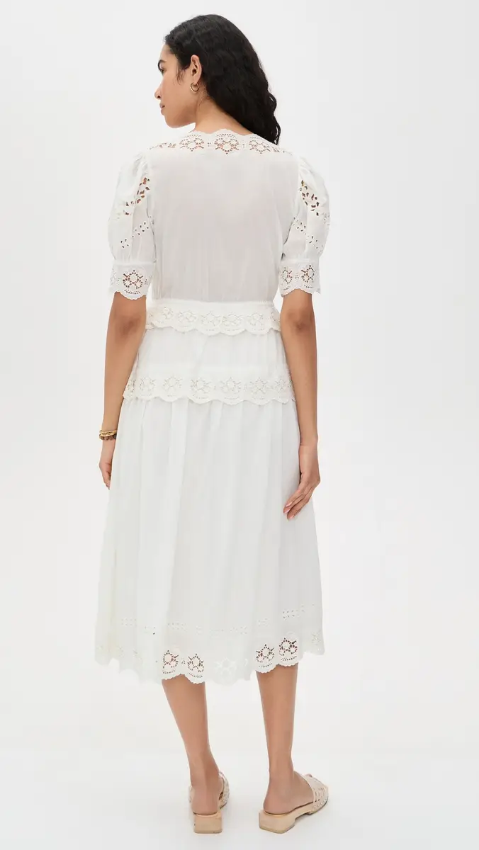Sea Sofia Embroidery Puff Sleeve Dress Cream | Thumbnail 3 Sea Sofia Embroidery Puff Sleeve Dress Cream | Thumbnail 3
