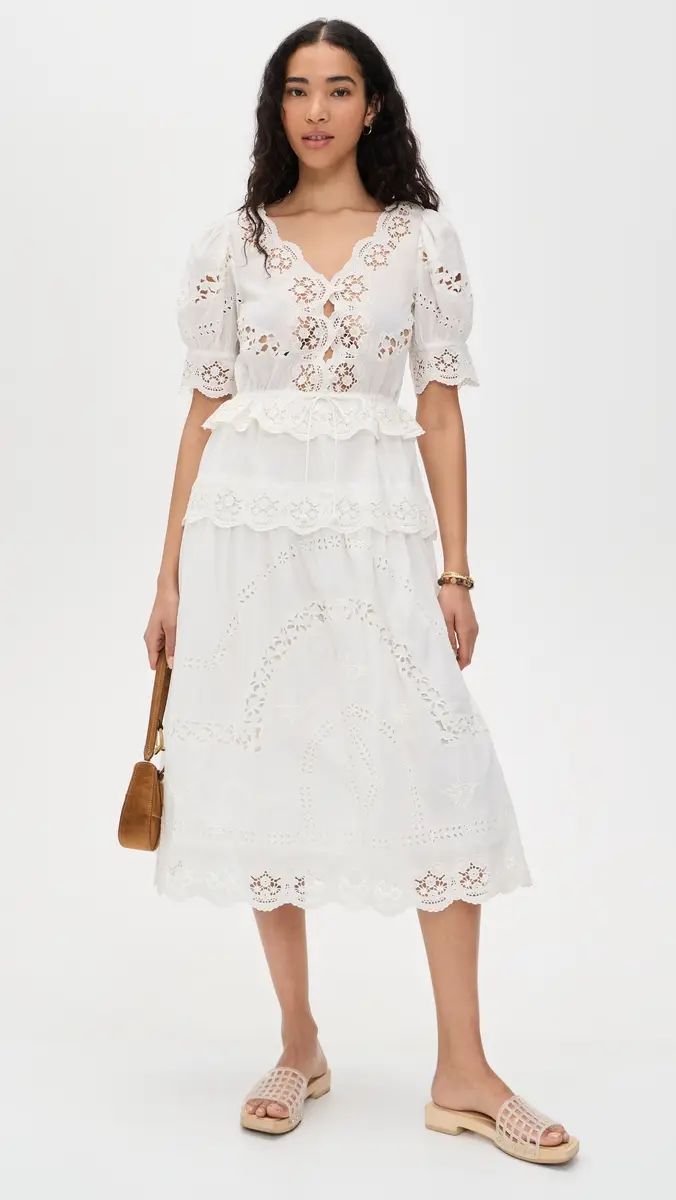 Sea Sofia Embroidery Puff Sleeve Dress Cream | Thumbnail 5 Sea Sofia Embroidery Puff Sleeve Dress Cream | Thumbnail 5