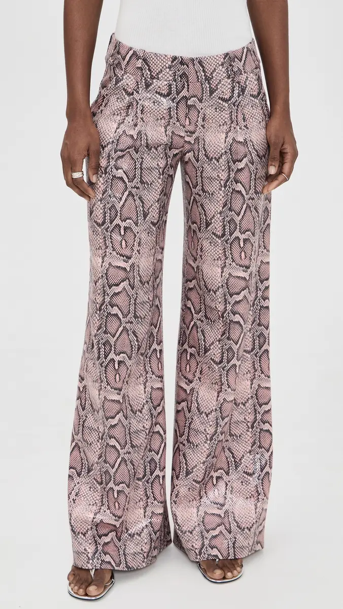 ALICE + OLIVIA Vegan Python Pants English Rose/Black Snake | Thumbnail 2