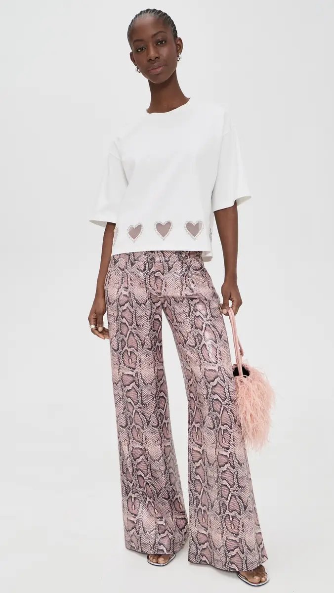 ALICE + OLIVIA Vegan Python Pants English Rose/Black Snake | Thumbnail 5