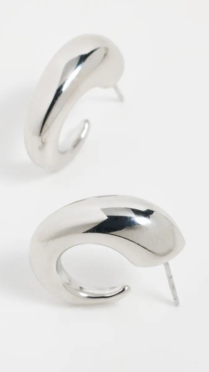 By Adina Eden Solid Bubble Elongated Hoop Earrings | Thumbnail 2